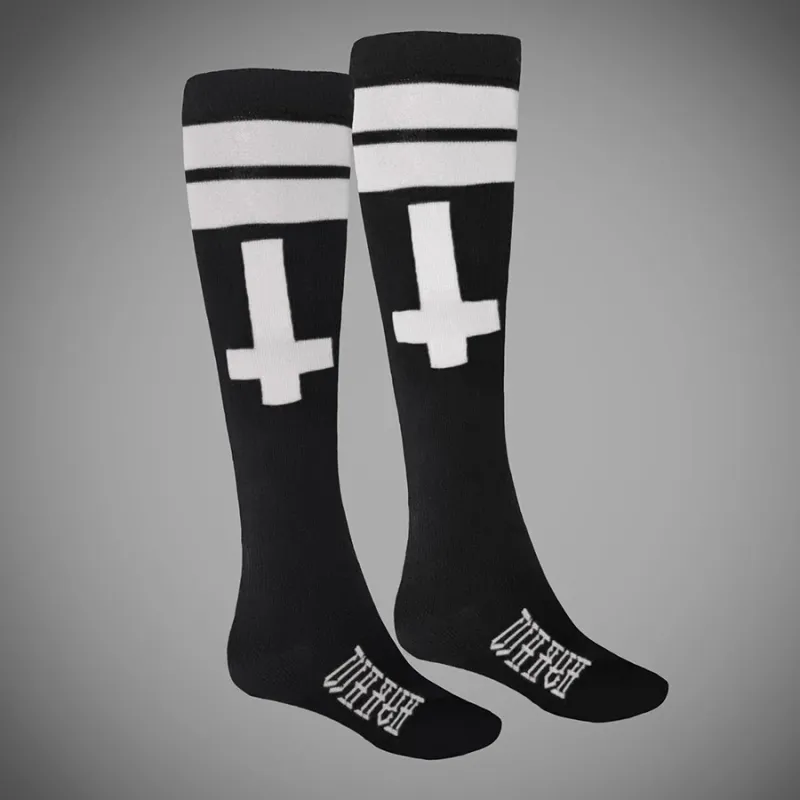 Cross Black Knee Socks