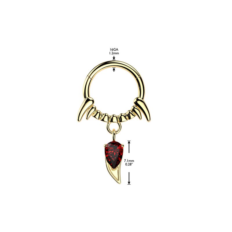 Vampiria Fangs Hinged Ring Gold Red