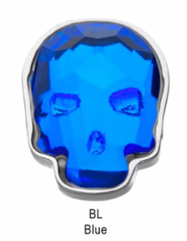 Skull Internally Threaded Labret Blue