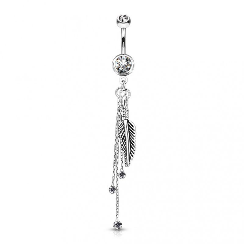 Feather and Chains Belly Ring
