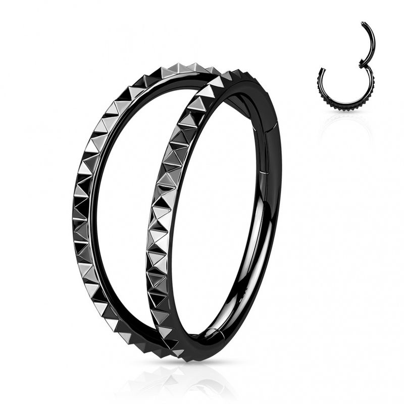 Pan Punk Double Hinged Ring Black