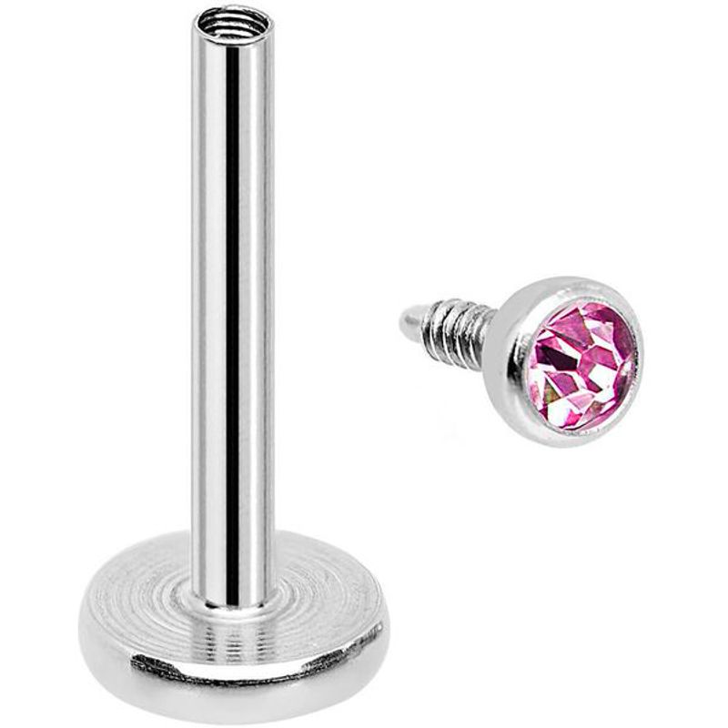 Crystal Cup Internally Threaded Labret Pink