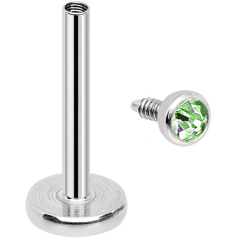 Crystal Cup Internally Threaded Labret Green