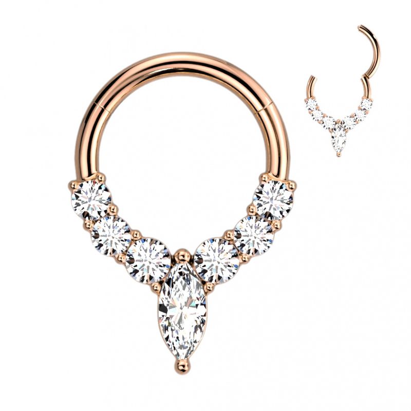 Jasmine Hinged Ring Rose Gold Clear