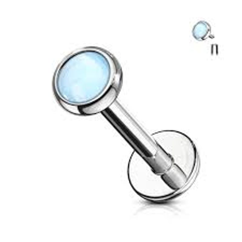 Illuminating Stone Internally Threaded Labret Blue