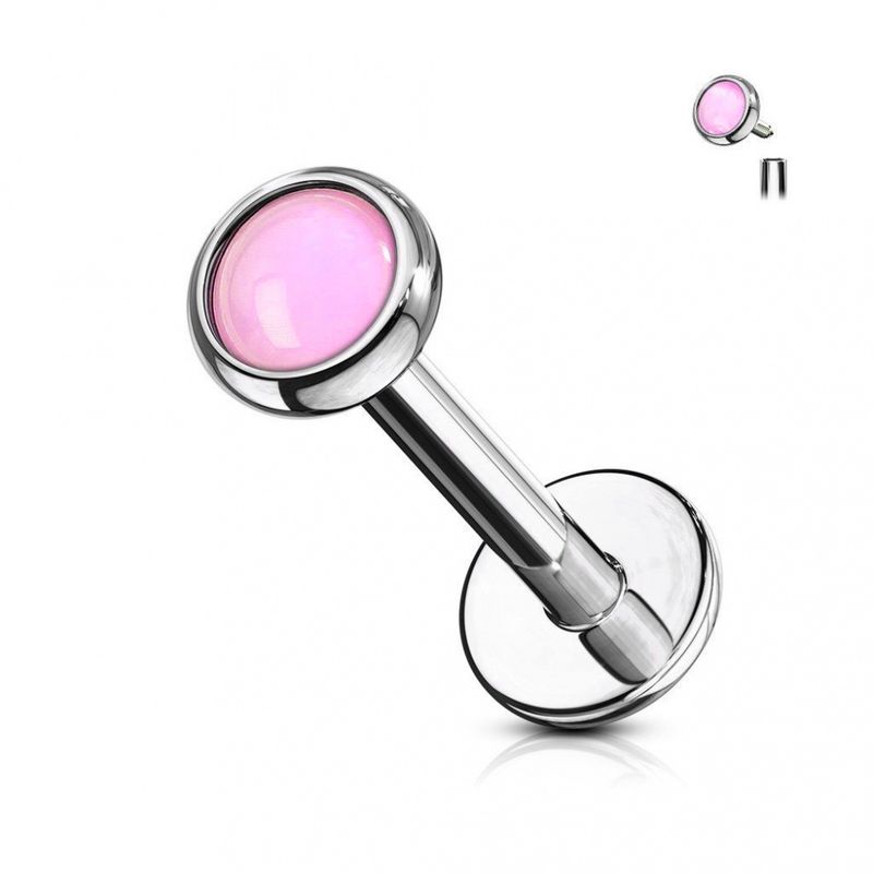 Illuminating Stone Internally Threaded Labret Pink