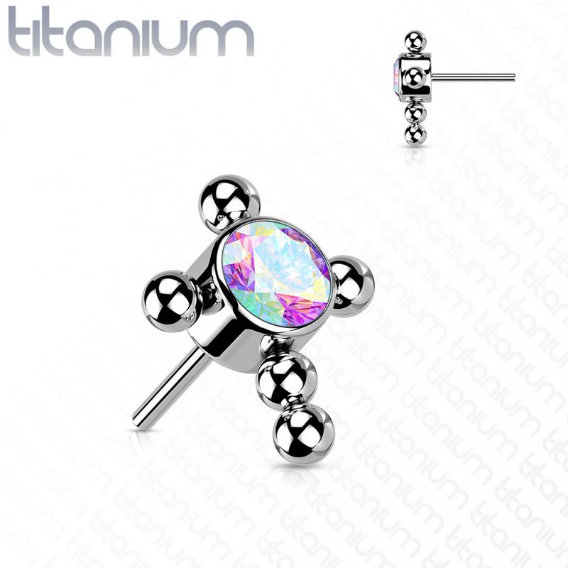 Cross Gem Push-fit Aurora Borealis