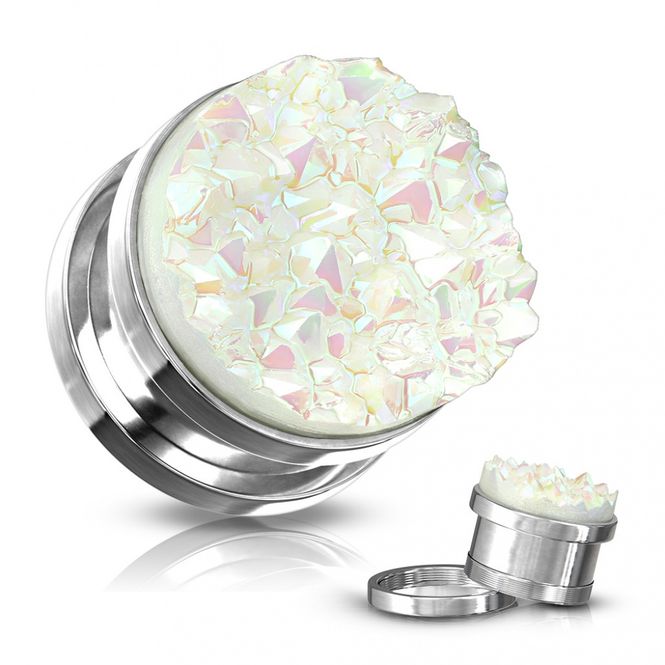 Main Image White Druzy Stone Front Steel ...