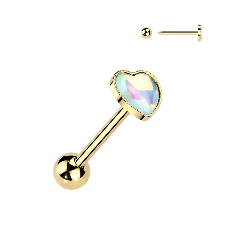 Mermaid Heart Barbell White Gold