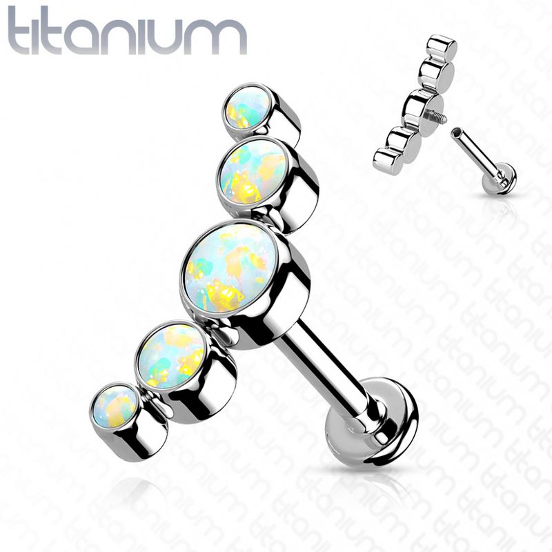 Five Opal Arc Internally Threaded Labret White