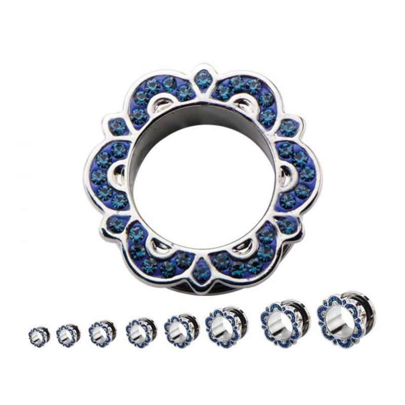 Steel Screw Fit Sedona Bali Tunnel With Montanna Blue Gems