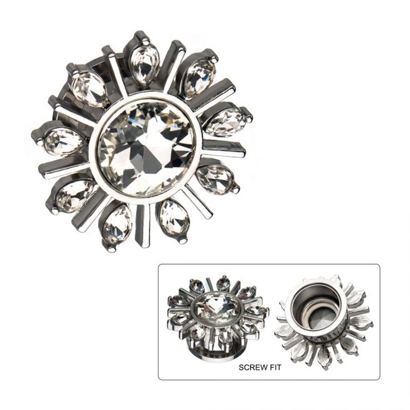 Marquis Gem Edged Screw Fit Plug with Vitrail Medium Gem Clear