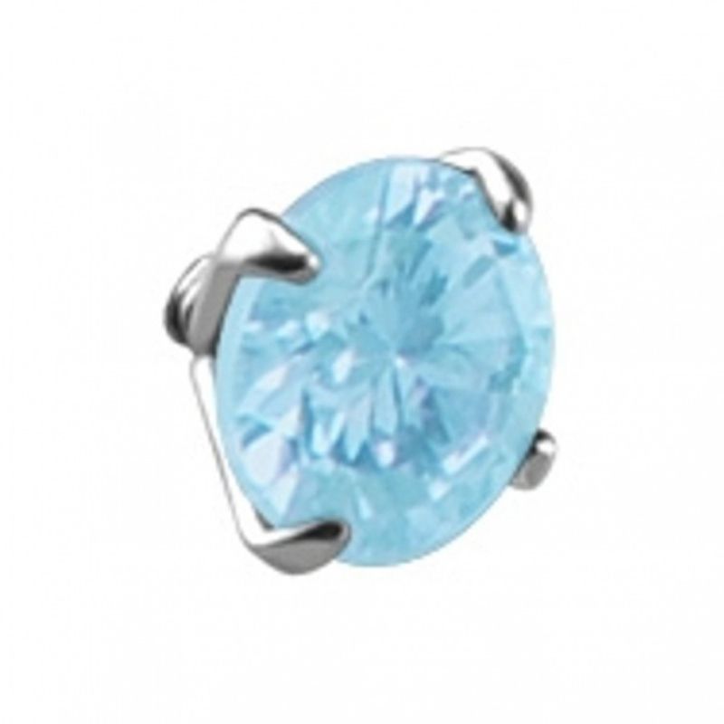 Round Prong Set Gem Dermal Light Blue