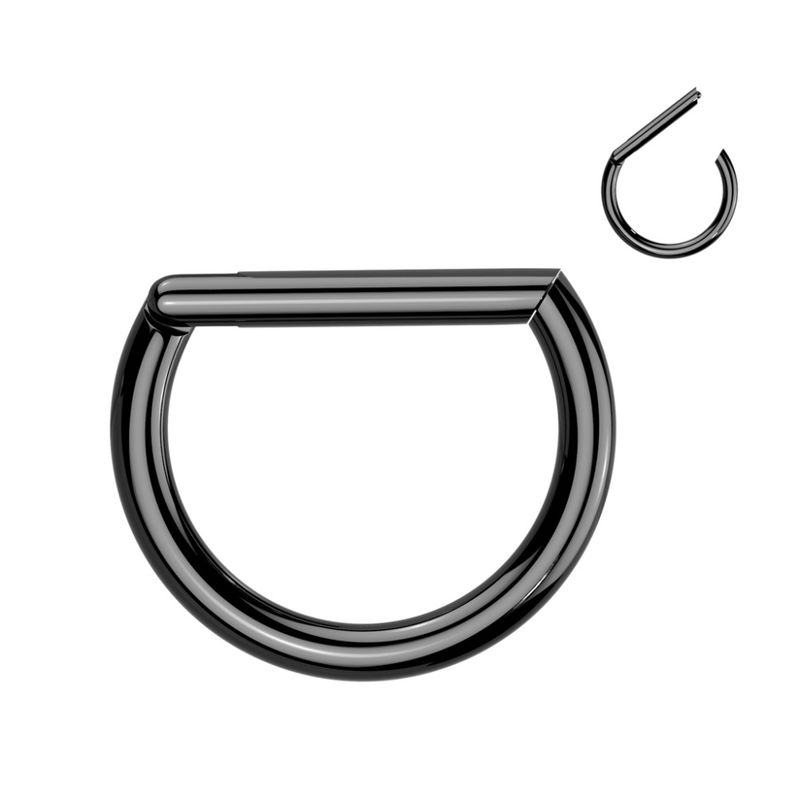 D Shaped Hinged Segment Ring Black