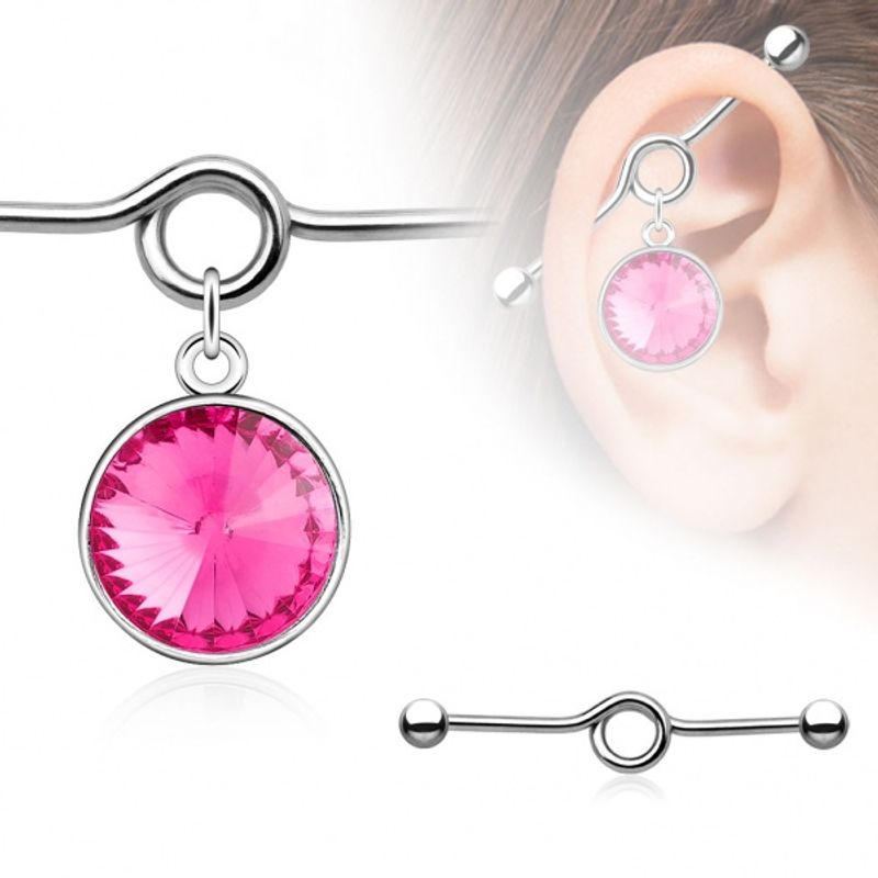 Large Round Gem Dangle Industrial 