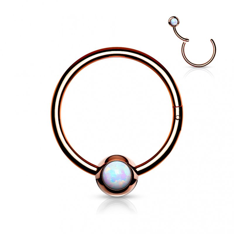 BCR Hinged Ring Rose Gold Opal White