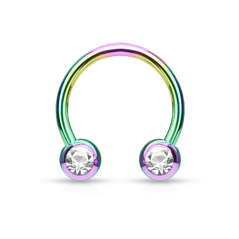 Front Jewel Circular Barbell Rainbow