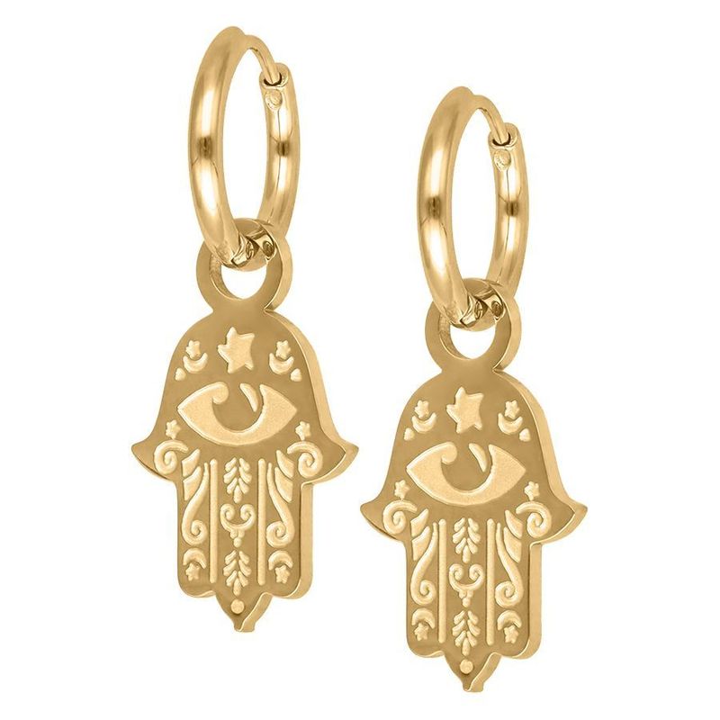 Little Hamsa Hand Hoops Gold