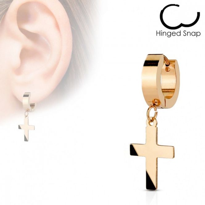 Main Image Hoop Earring Cross Dangle ...