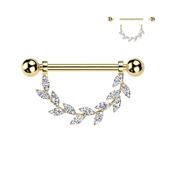 Huvudbild Amber Nipple Bar Gold Clear