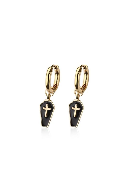 Little Hoops Crossed coffin Gold