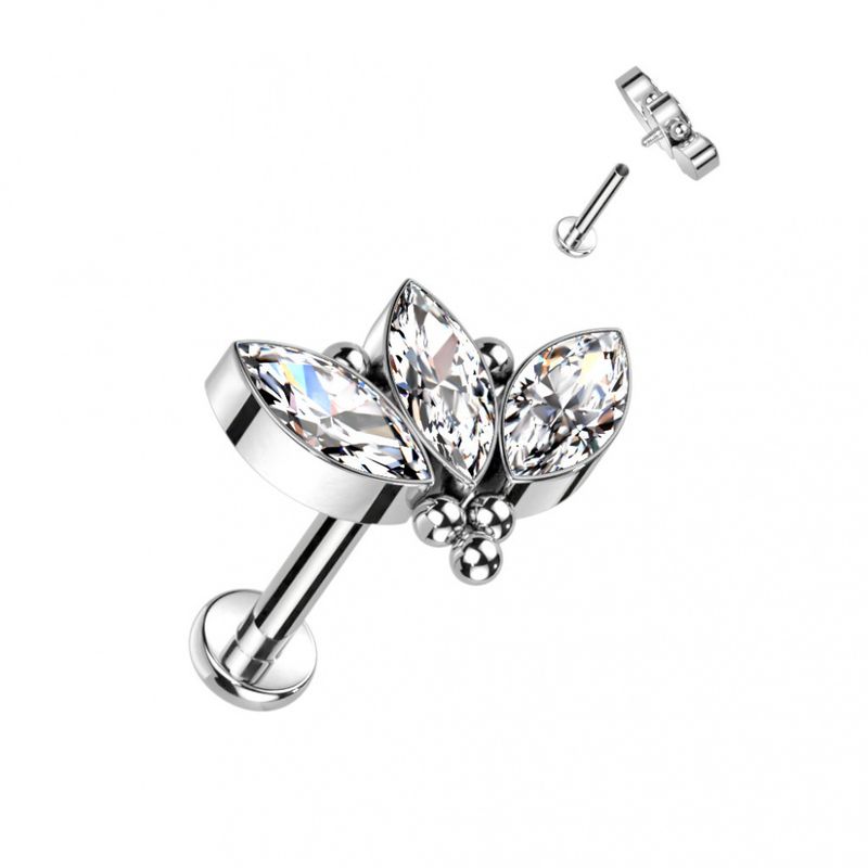 Flora Internally Threaded Labret Clear