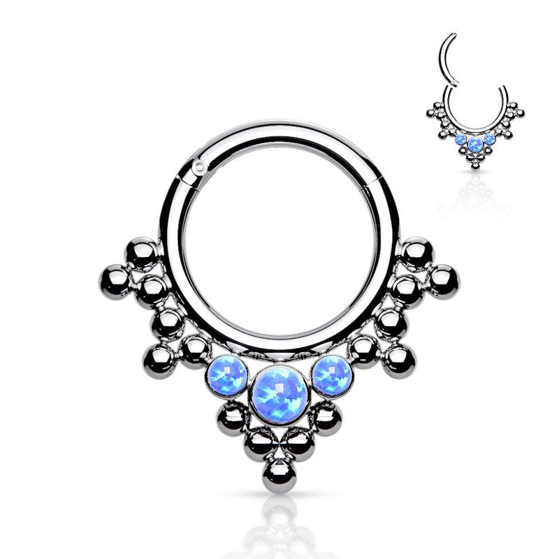 Ania Clicker Hinged Ring Opal Blue