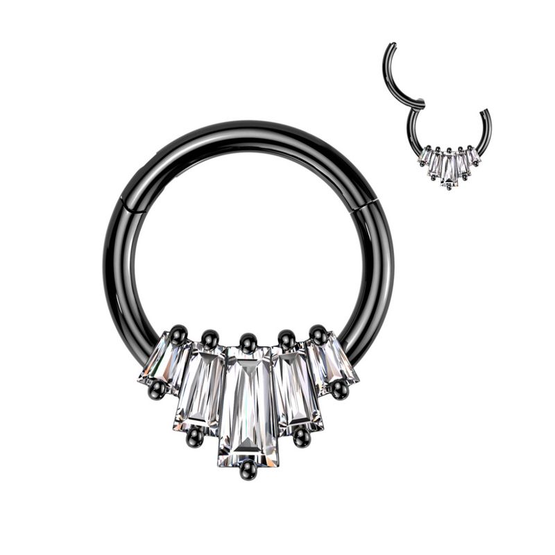 Emia Hinged Ring Black Clear