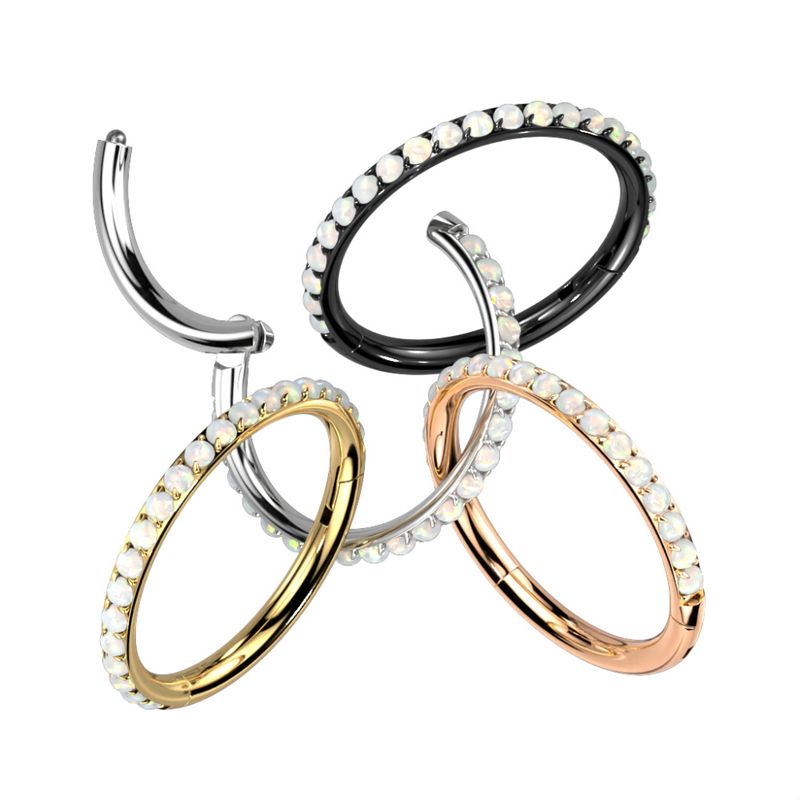 Embla Opal Hinged Ring Gold White