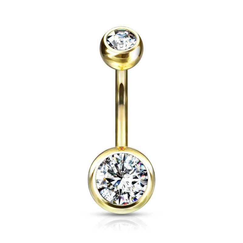 Petite Titanium Belly Ring Gold Clear