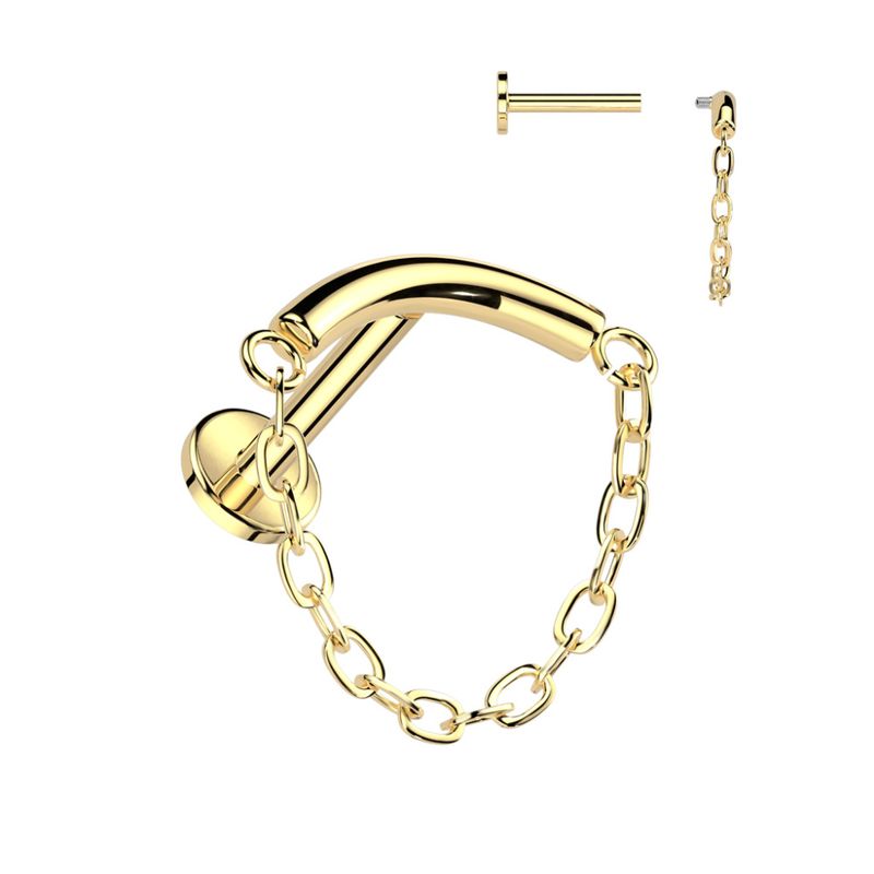 Lynx Chain Internally Threaded Labret Gold
