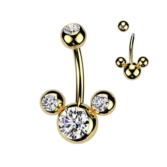 Hovedbilde Mouse Belly Ring Gold Clear