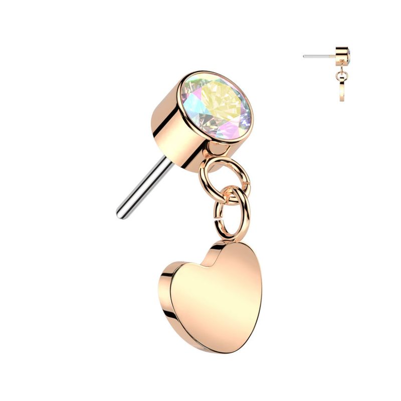 Heart Dangle Push-fit Rose Gold Clear