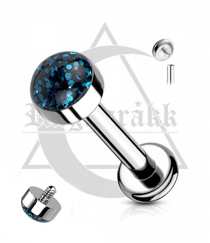 Fairy Dust Internally Threaded Labret Aqua