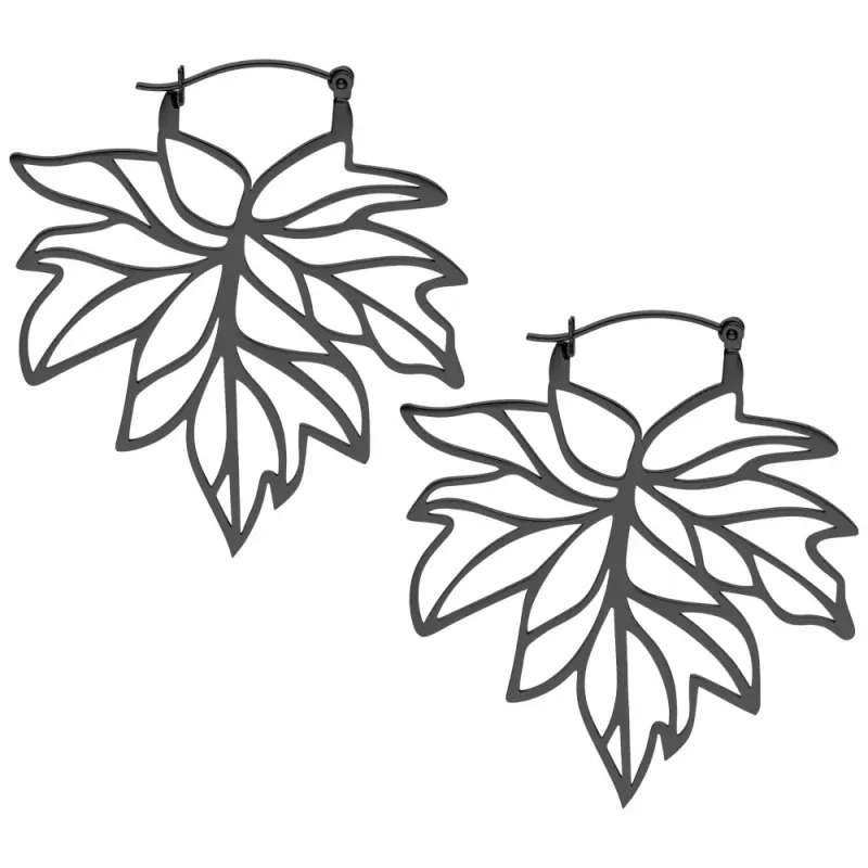 Autumn Leaf Hoops Black