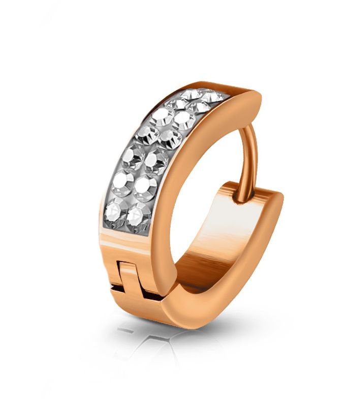 Bling Oval Hoop Earring Rose Gold