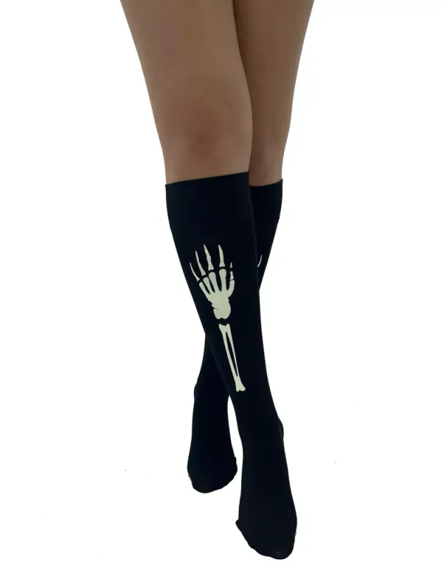 Skeleton Hands Knee Socks Glow