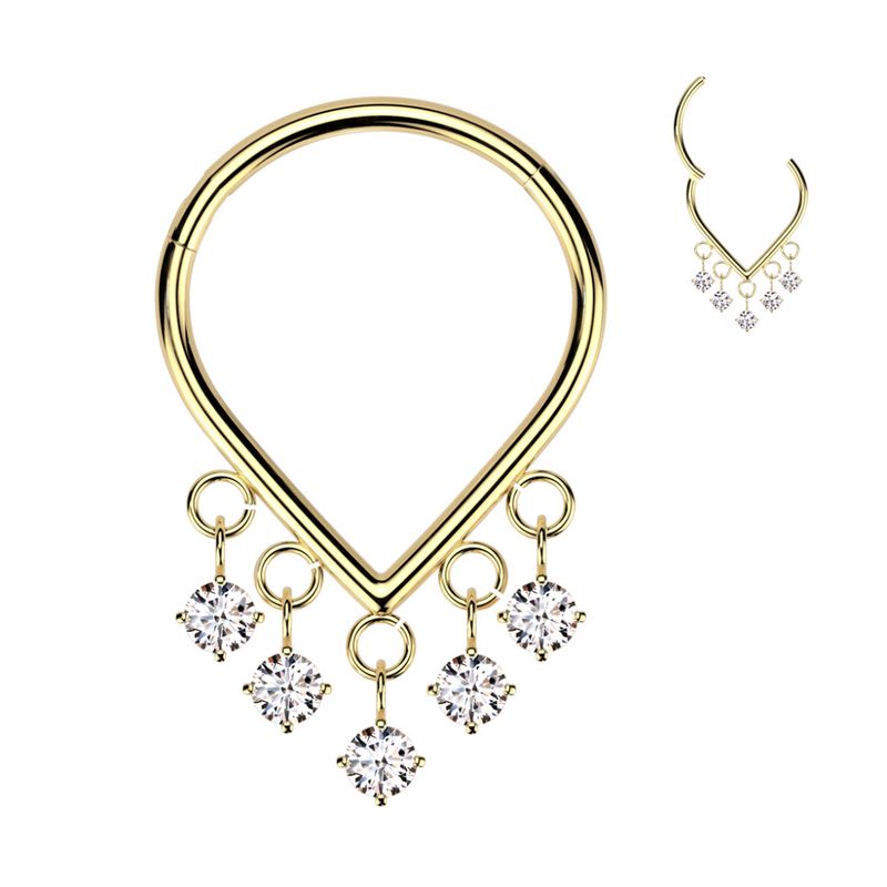 Zelda Dangle Hinged Ring Gold Clear