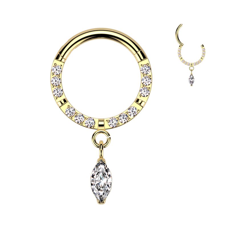 Danielle Dangle Front Facing Ring Gold Clear