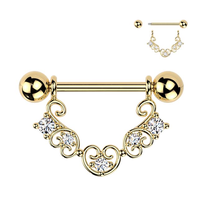Hovedbilde Obsidia Nipple Bar Gold