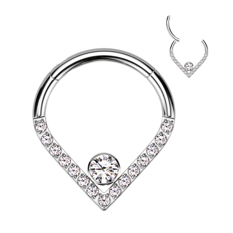 Zelda Triangle Stone Hinged Ring Clear