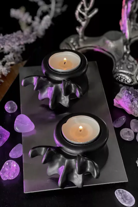 Ossuary Tealight Holder Black (Set Of 2)