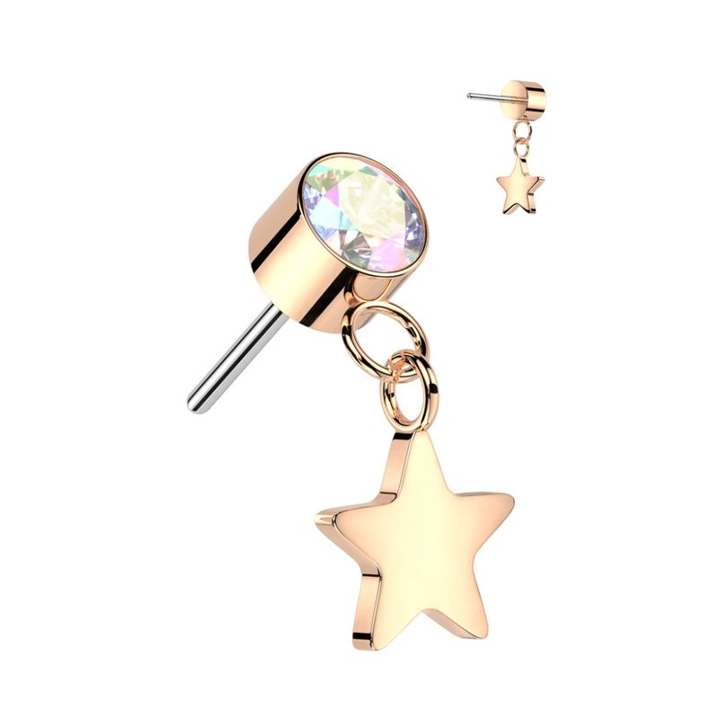 Star Dangle Push-fit Rose Gold Aurora Borealis