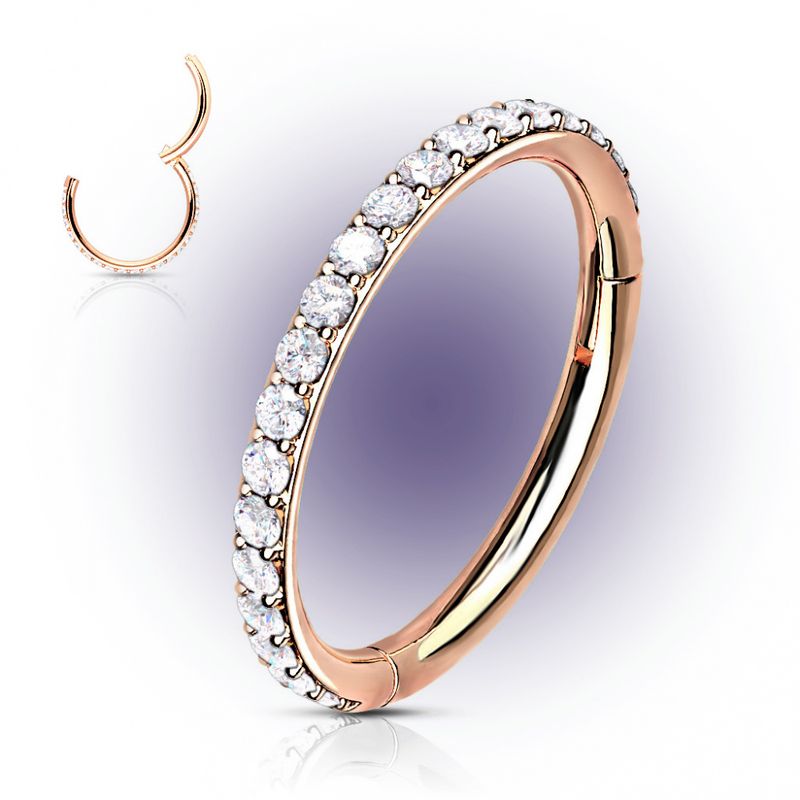Embla Hinged Segment Ring Rose Gold Clear