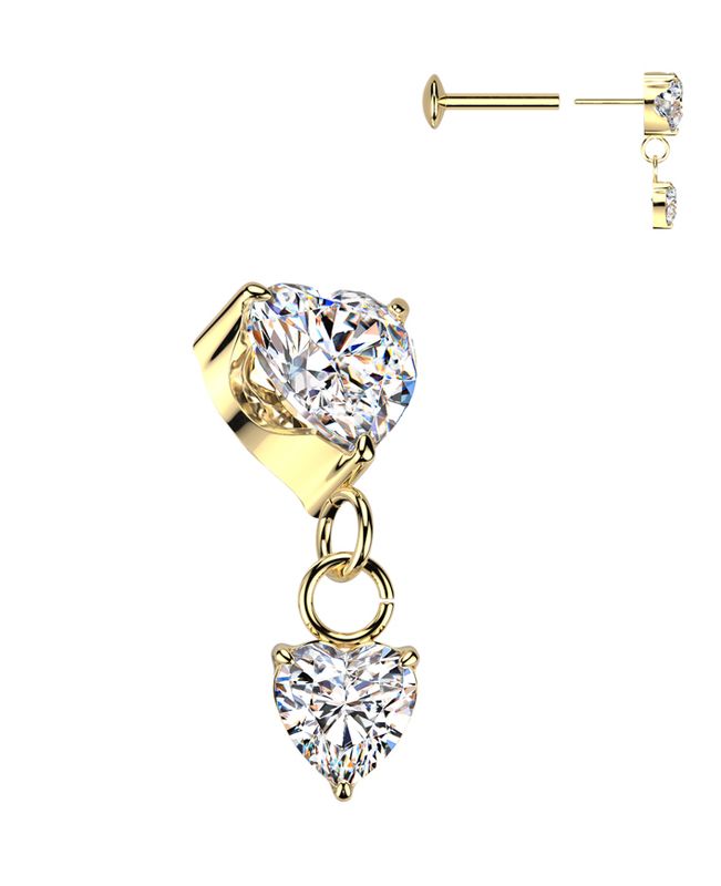Titanium Heart Dangle Push-fit Gold Clear