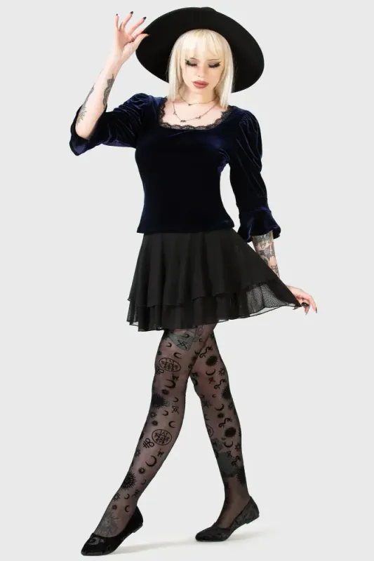 Dottie Dottie Velvet Top (Blue)