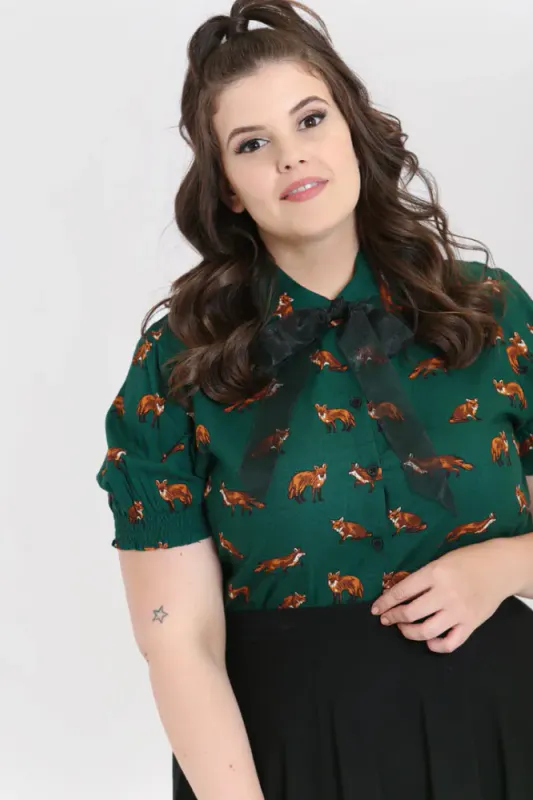 Vixey Fox Blouse Dark Green