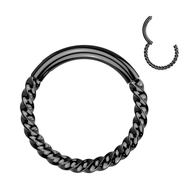 Hovedbilde Braided Hinged Ring Black