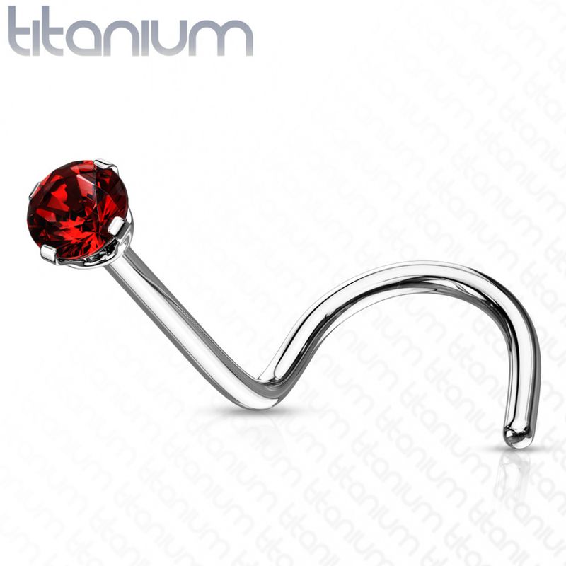 Ana Gem Nose Screw Red