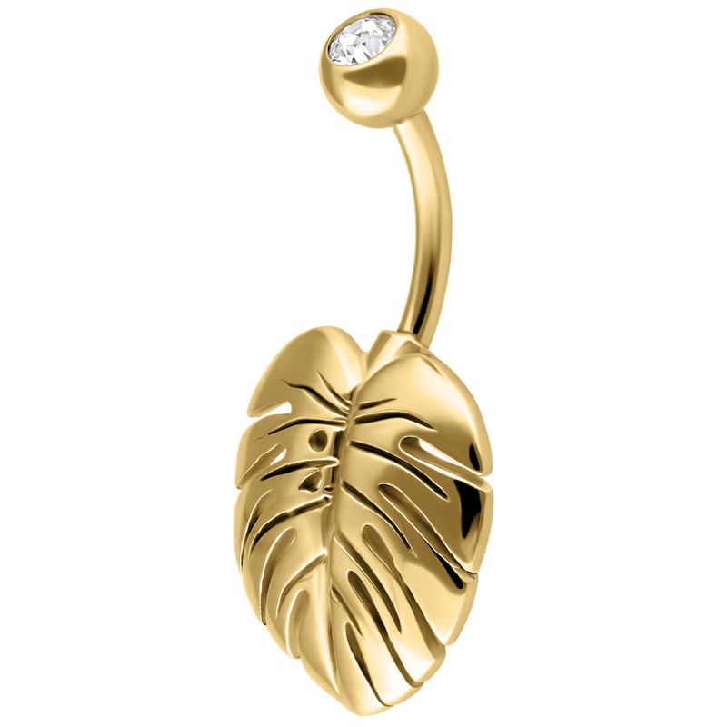 Monstera Leaf Belly Ring Gold